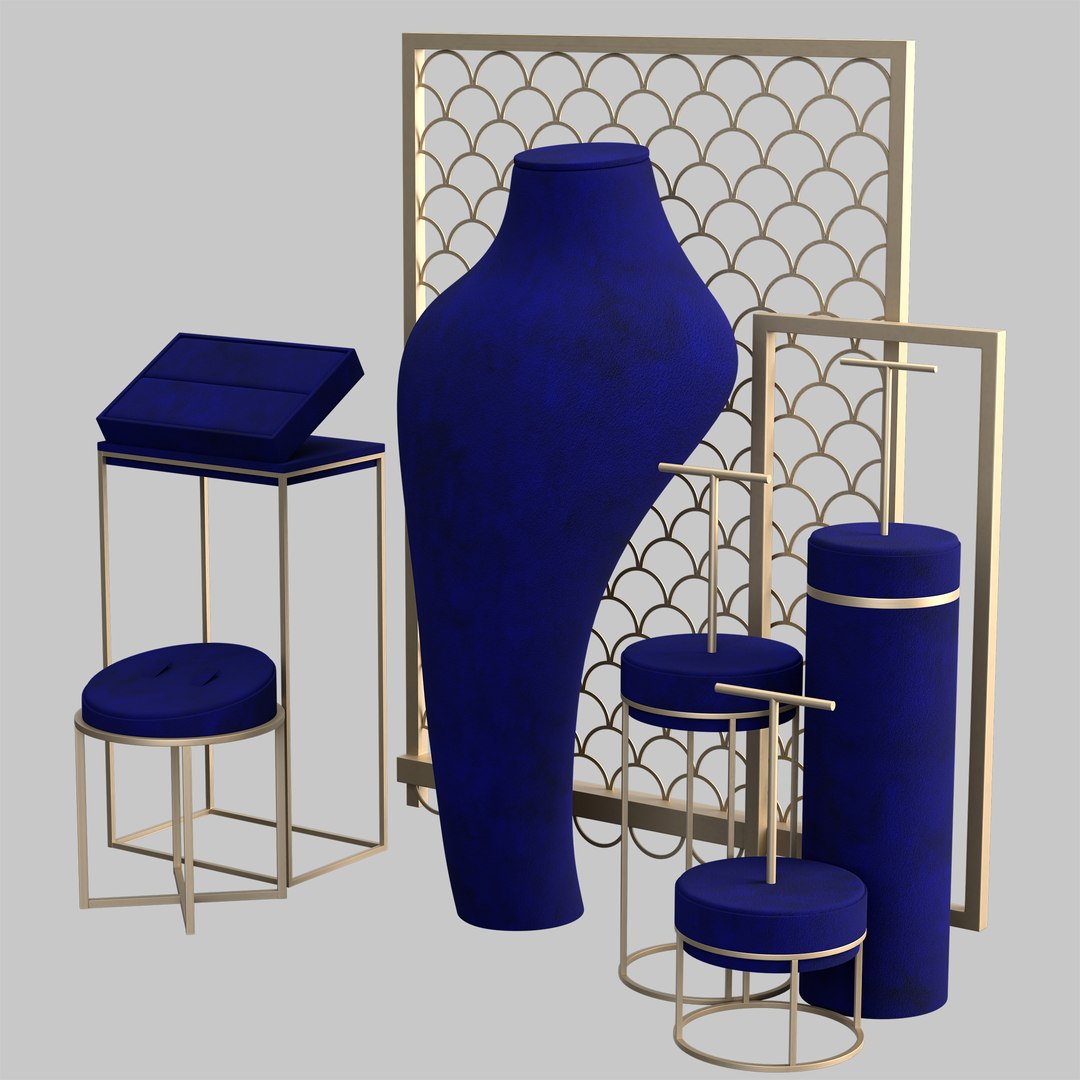 Monica Display Studio Blue Velvet Jewelry Stand Vol 14 3D Model ...