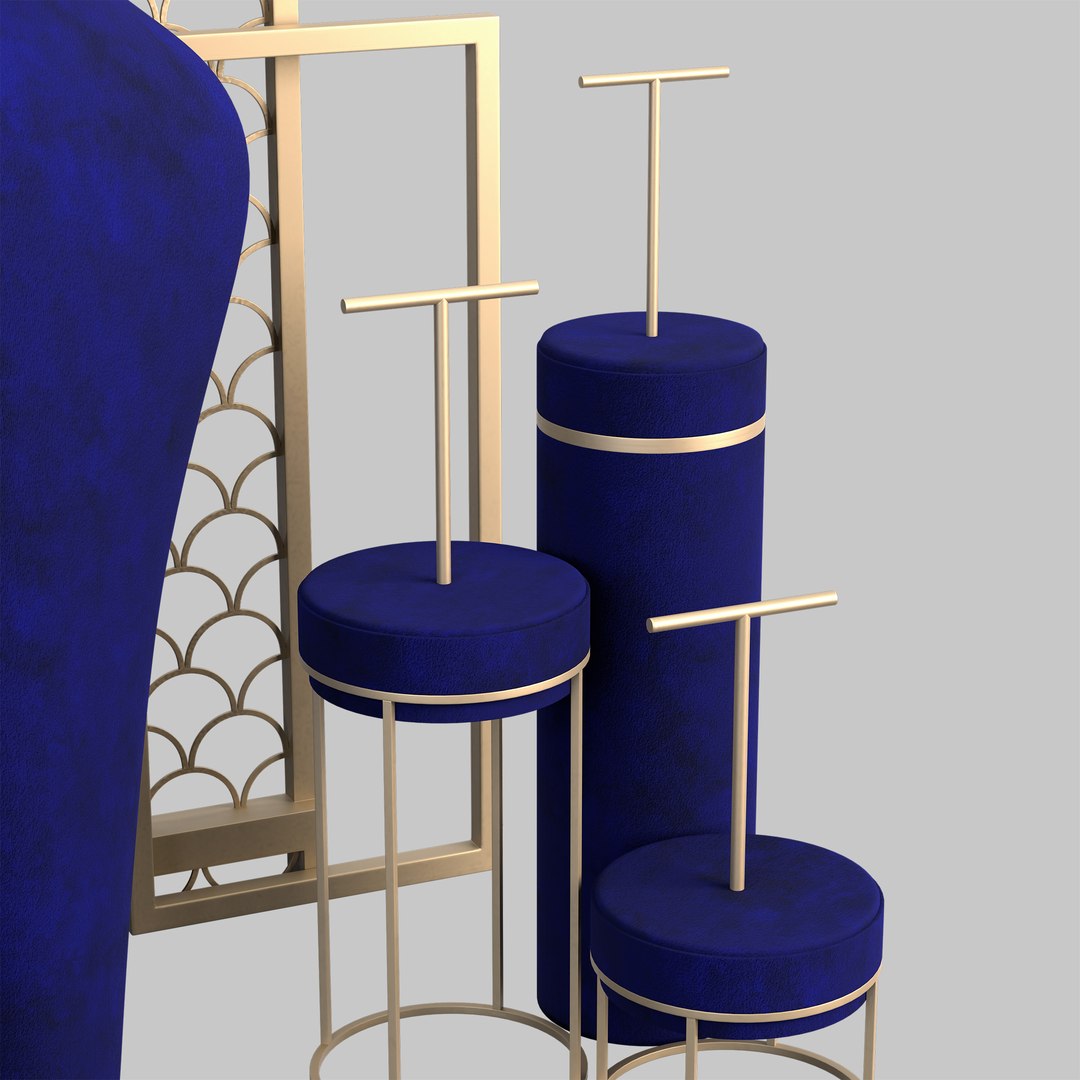 Monica Display Studio Blue Velvet Jewelry Stand Vol 14 3D Model ...