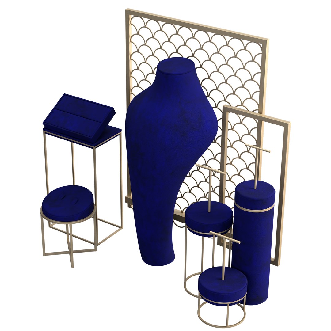 Monica Display Studio Blue Velvet Jewelry Stand Vol 14 3D Model ...