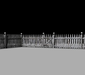 3d model of picket fence old