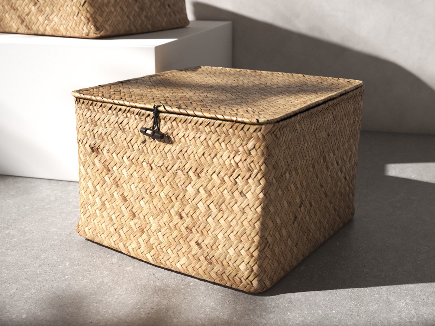 3D Wicker Storage Box With Lid Model TurboSquid 2151362