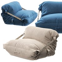 Adjustable Grey Bean Bag Chair by Crate and Barrel kids 3D model