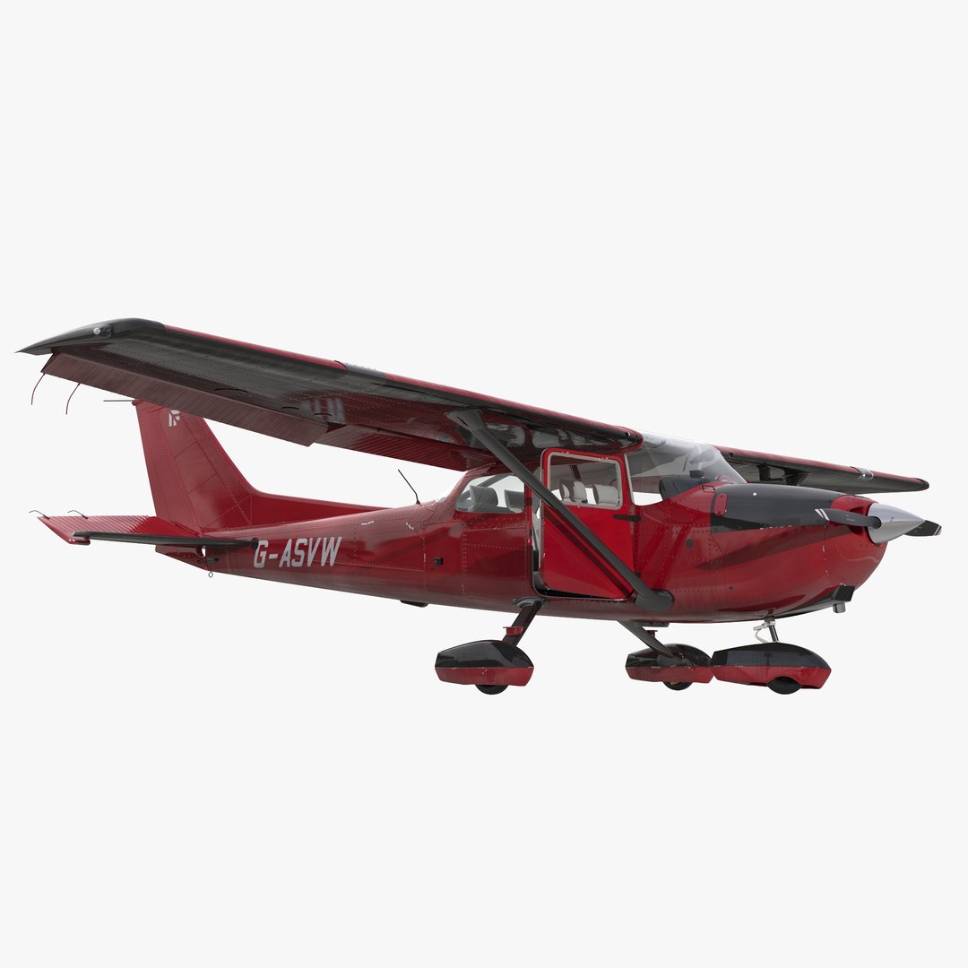 Cessna 172 Red Rigged 3D model preview