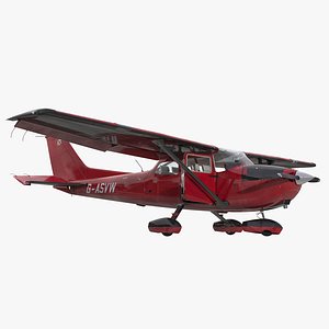 cessna 172 red rigged 3d max