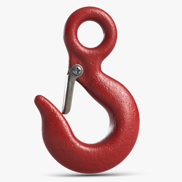 3D model industrial hook 3 red