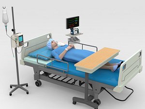 Patient in Bed - Blue gown 3D model