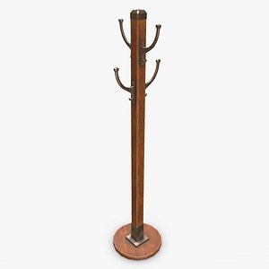 Old Retro Vintage Coat Rack Low-poly PBR