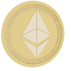 3D ethereum gold coin