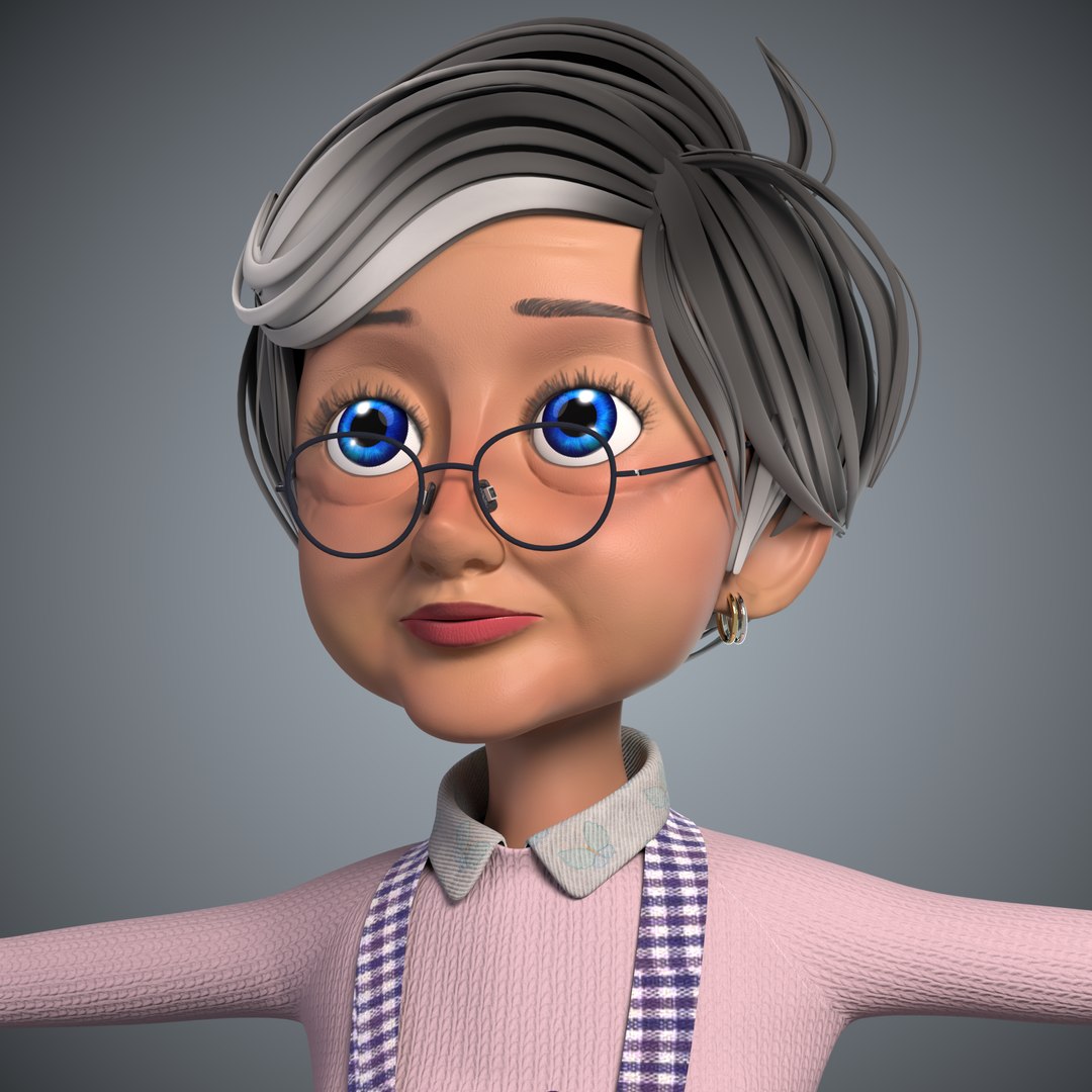 3D Model Cartoon Old Woman GrandMa NoRig - TurboSquid 1770663