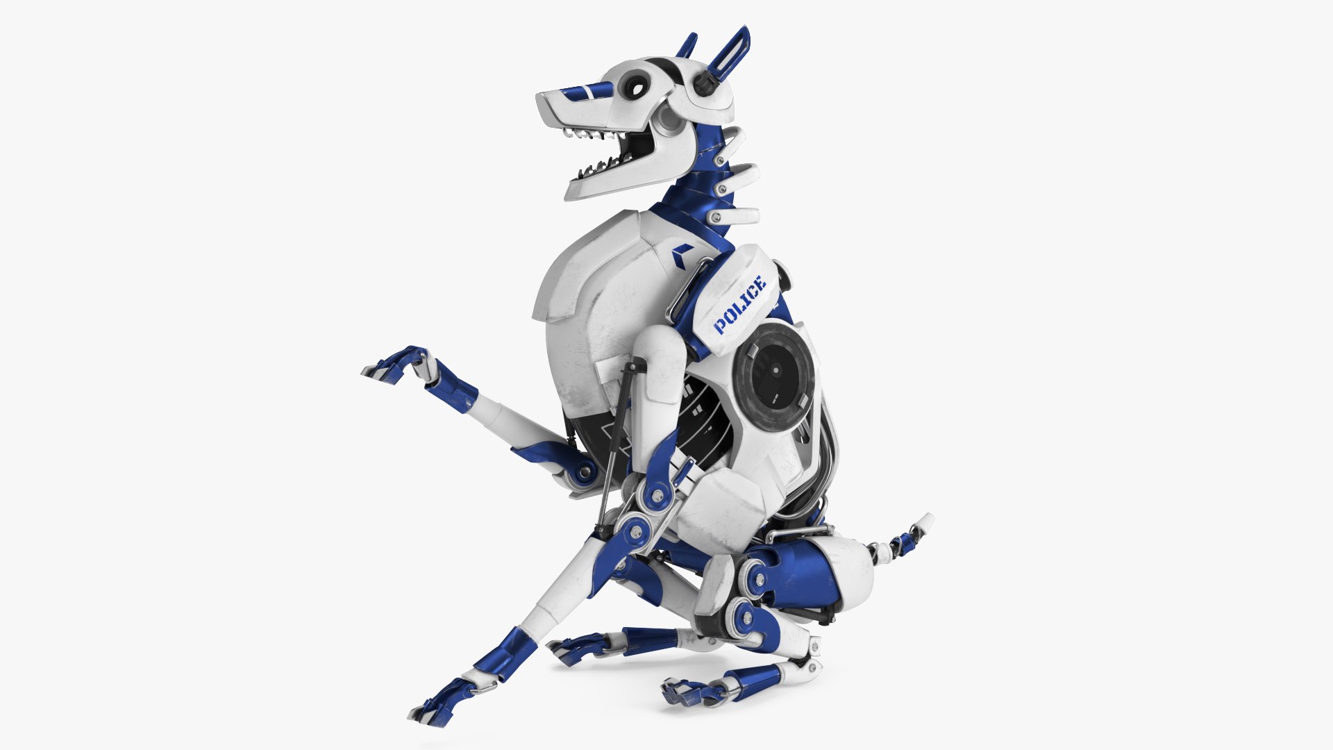 Futuristic Police Robot Dog Rigged 3D model preview
