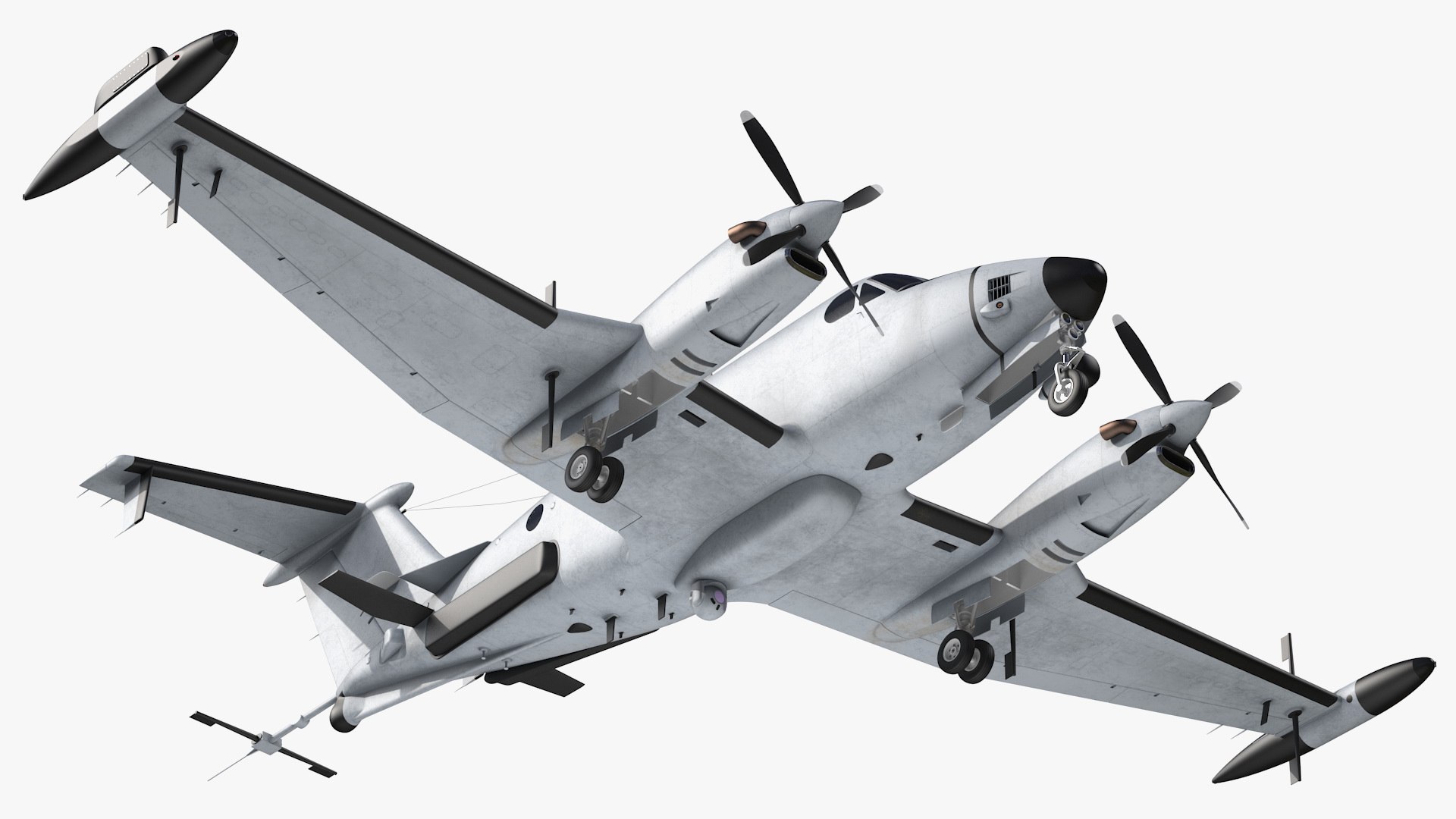 Beechcraft RC12 Guardrail Rigged 3D model preview