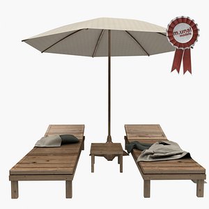 3D sunbed lounger garden model