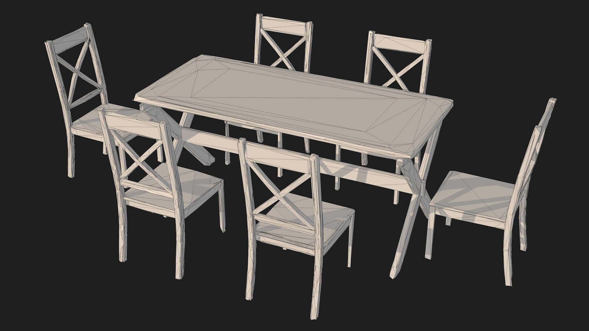 3D Model Dining Table And Chair Sets Low Poly - TurboSquid 2021005