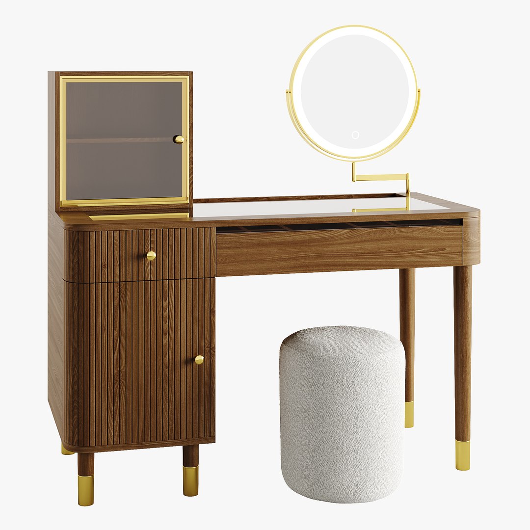 3D Model Mid-century Modern Makeup Vanity - TurboSquid 2320001