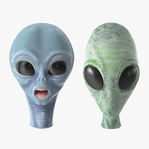 3D model space alien heads