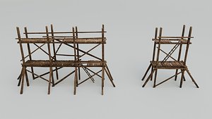 3D Medieval Wooden Scaffolding