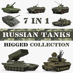 3D rigged russian tanks model