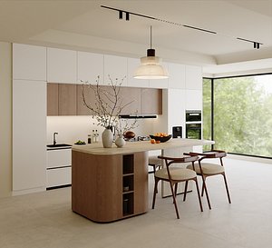 Modern Minimal Kitchen Interior 3D model
