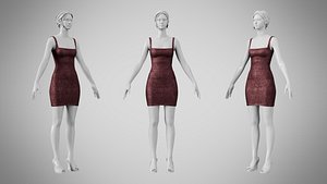 Dress 52 Chocolate Velvet With Design 3D