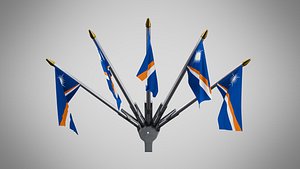 Wall Mount Flags 5 Of Marshall Islands 3D model