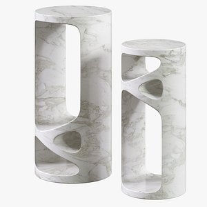 Palecek Lena  Marble Round Side Table
