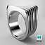 Abstract Layered Square Silver Ring 3D model