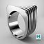 Abstract Layered Square Silver Ring 3D model
