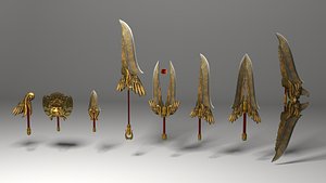 Fantasy gold medieval weapons set