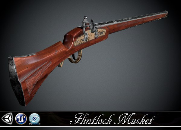 3D model Flintlock Blunderbuss 01 Classic VR / AR / low-poly