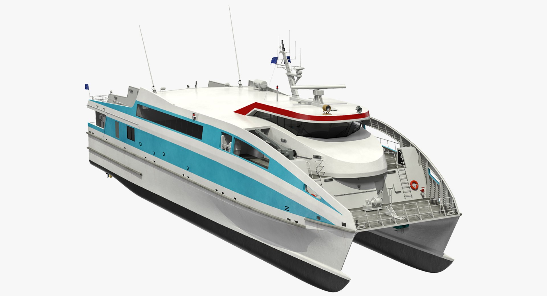 Ferry Catamaran Generic Rigged(1) 3D model preview