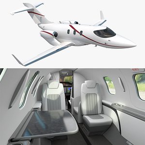 Twin Engine Private Jet Black Red Rigged model