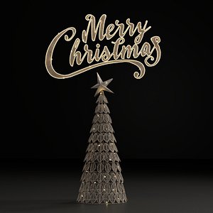 Low Poly Christmas Tree02 and Text
