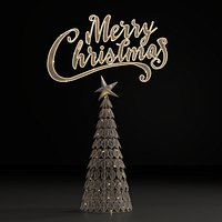 Low Poly Christmas Tree02 and Text