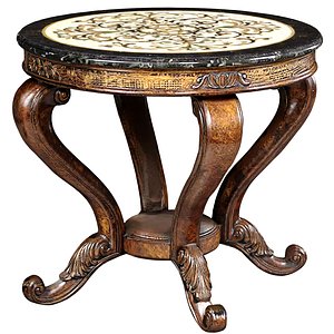 Wooden round side Rustic coffee Table stand French Country 3D model