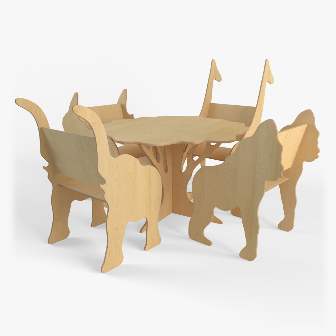 plywood furniture set 3d 3ds