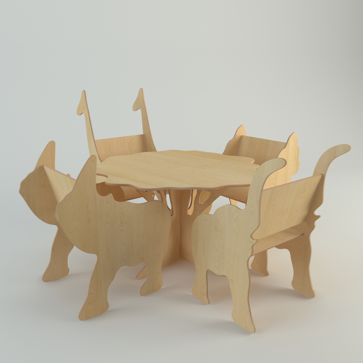 plywood furniture set 3d 3ds