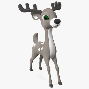 Grey Cartoon Reindeer 3D model