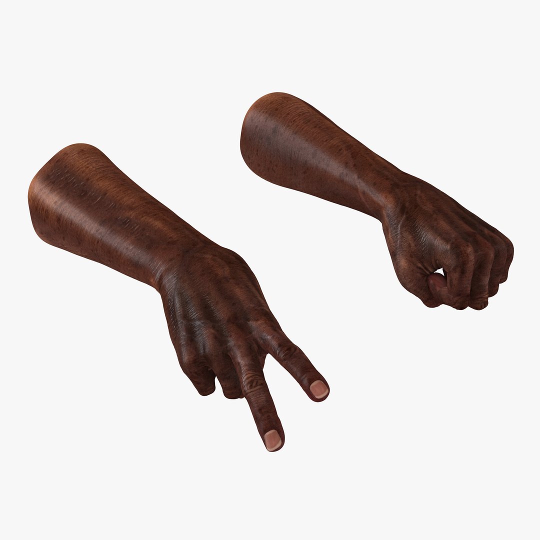 Old African Man Hands Rigged 3D model preview