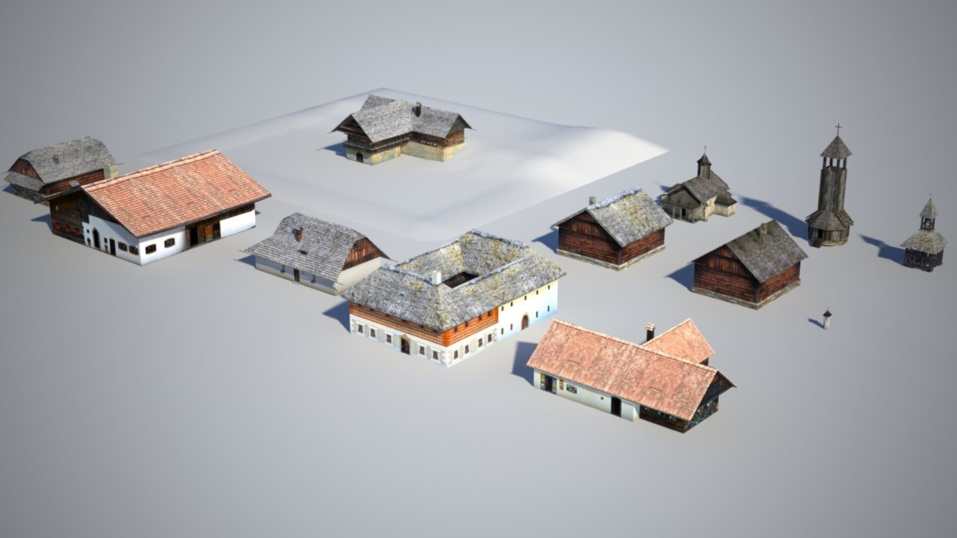 3d model of traditional games houses