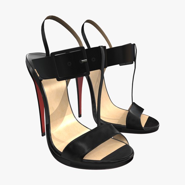 Black Glossy Sandals 3D model