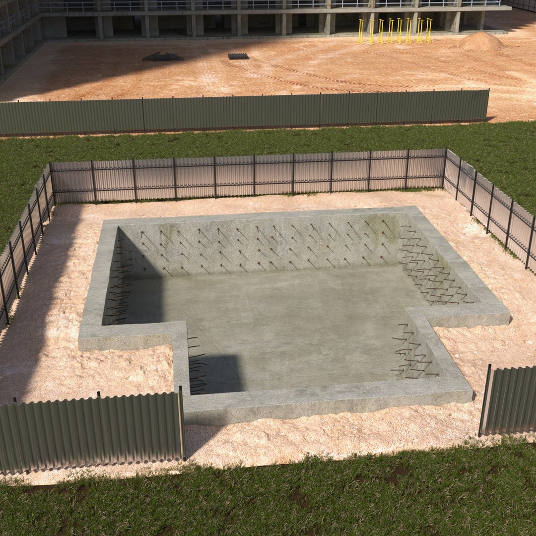 Construction Foundation Pit 3D model preview