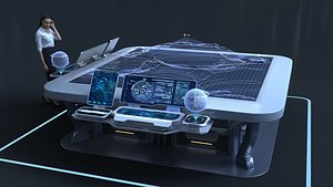 Sci-fi Table Interactive Holographic Table 3D model