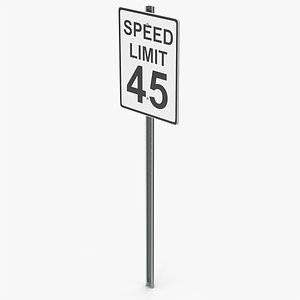 Speed Limit 45 Road Sign