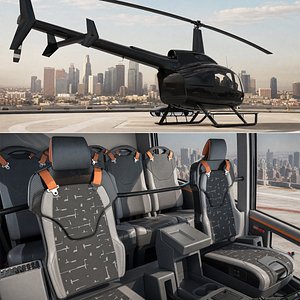 Modern Light Utility Helicopter Black 3D model