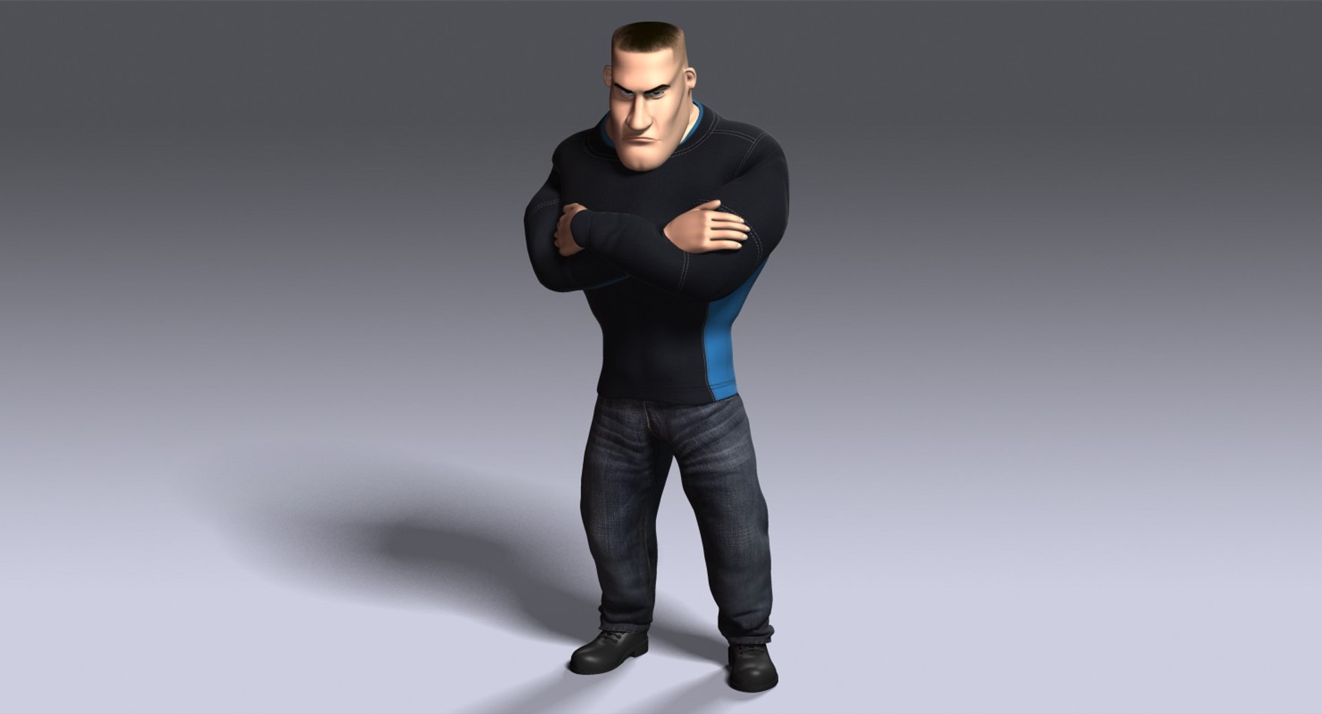 Cartoon Strongman Rigged Strong 3d Model Turbosquid 1238432