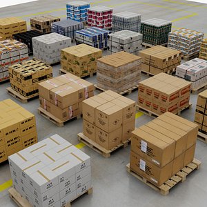 set palletes warehouse 3D model