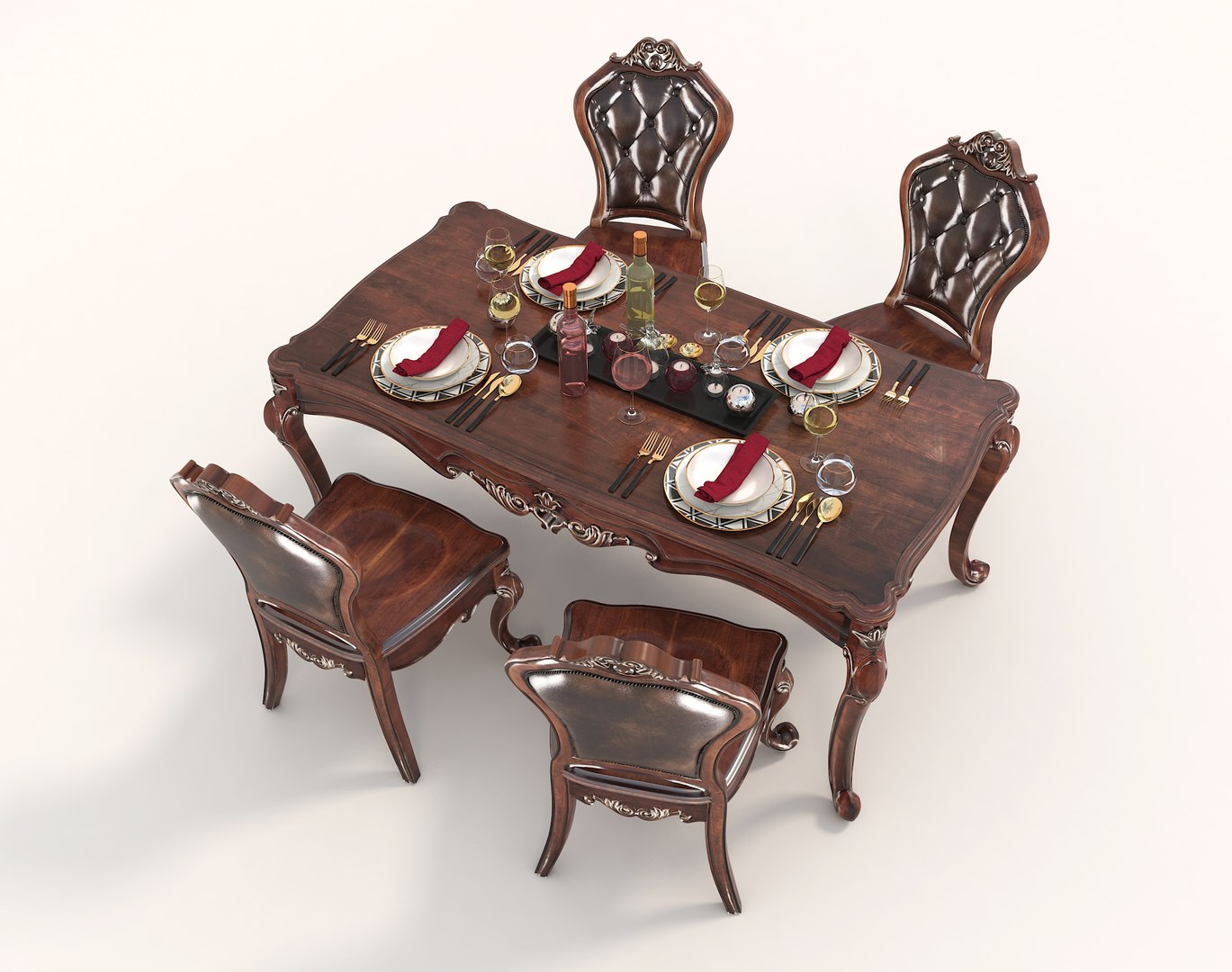 Classic European Style Dining Table And Chairs 22 3D Model - TurboSquid ...