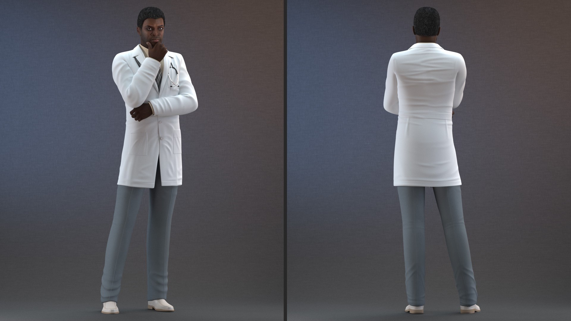 african american male doctor 3D https://p.turbosquid.com/ts-thumb/jM/Q7tc4d/GUKkbO4n/africanamericanmaledoctorriggedvray3dmodel012/jpg/1609692047/1920x1080/fit_q87/a8257a3953a96aa59f1ae511268c42e45cbc9bd8/africanamericanmaledoctorriggedvray3dmodel012.jpg