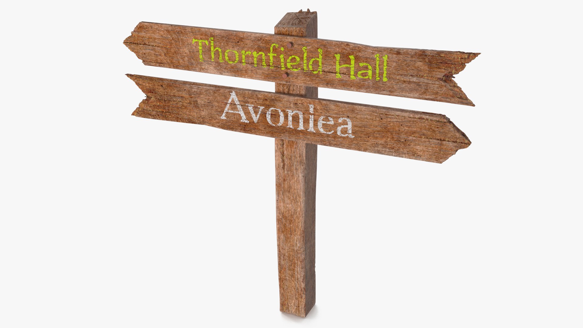 Old Wooden Direction Pointer Signpost 3D model preview