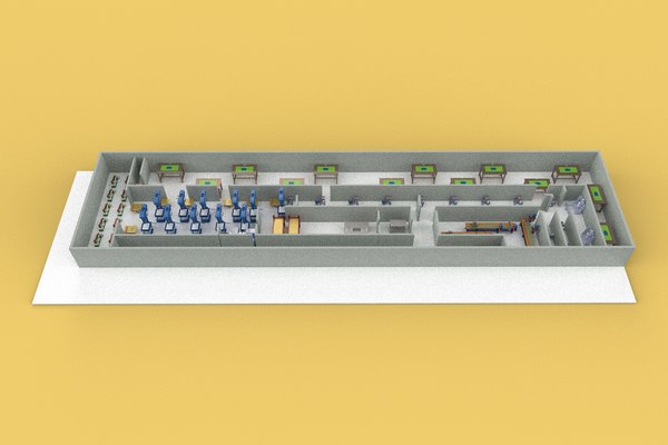 생산 라인 레이아웃 워크샵 공장 산업 평면도 3D 모델 - TurboSquid 2214243